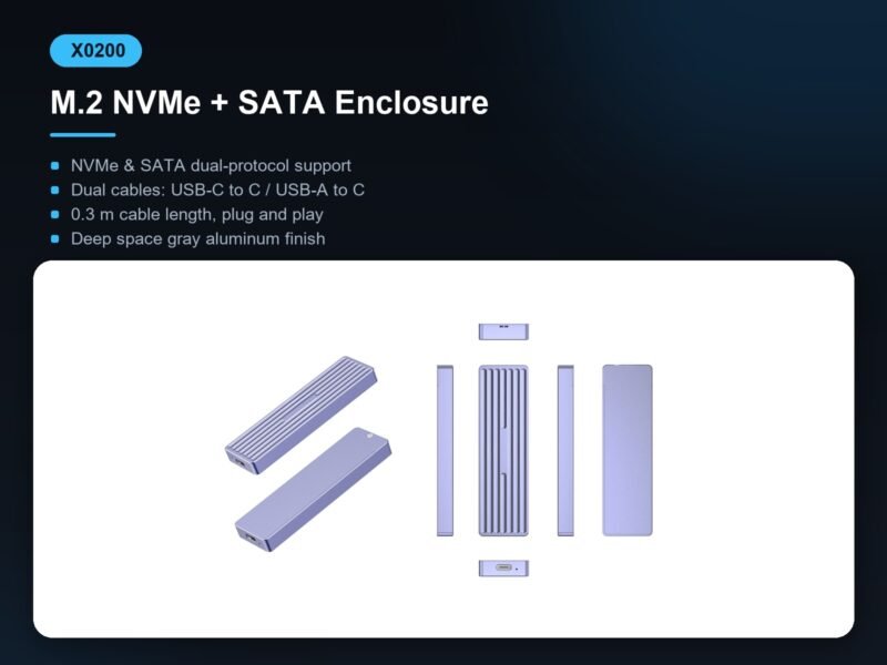 X0200 M.2 NVMe + SATA Enclosure