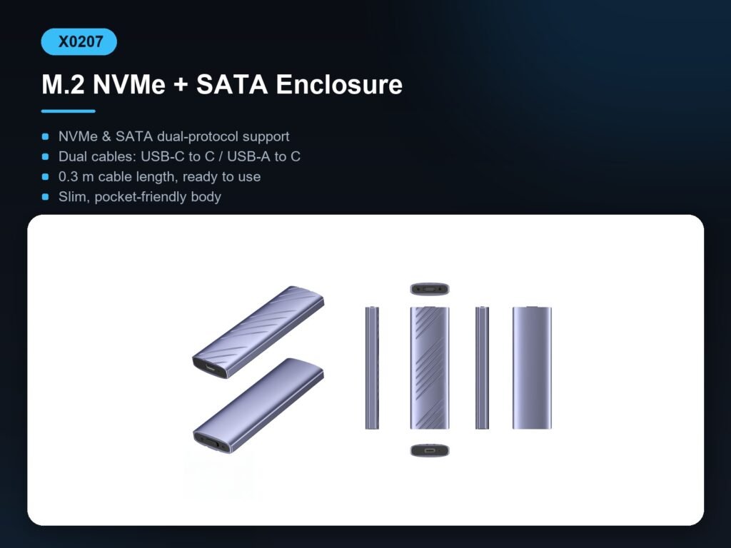 X0207 M.2 NVMe + SATA Enclosure