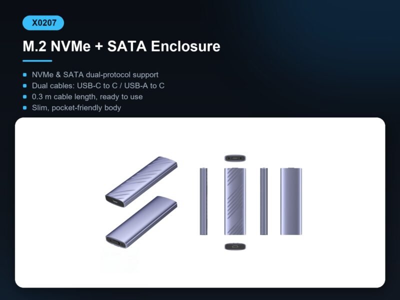 X0207 M.2 NVMe + SATA Enclosure