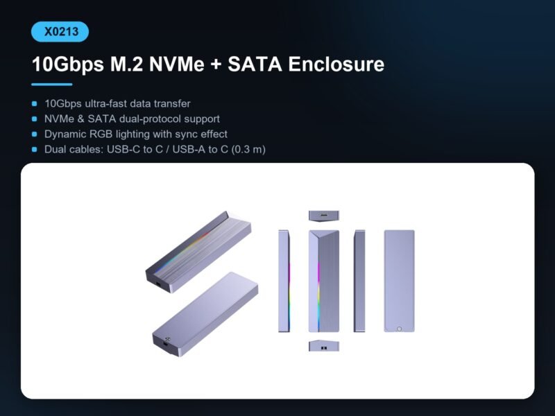 X0213 10Gbps RGB M.2 Enclosure